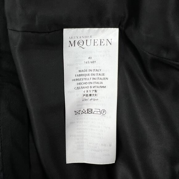 ALEXANDER MCQUEEN Pants Womens 4 Black Cropped Flare Split Hem Lace Up Calf - Picture 11 of 16